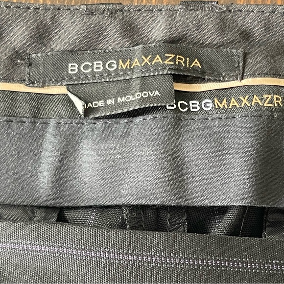 BCBGMaxAzria Black/Purple Pinstripe Wool Blend Cuffed Straight Leg Pant (8/10) - Picture 12 of 14